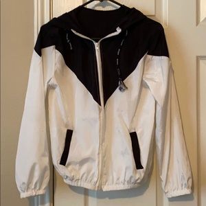 Black and white windbreaker jacket.